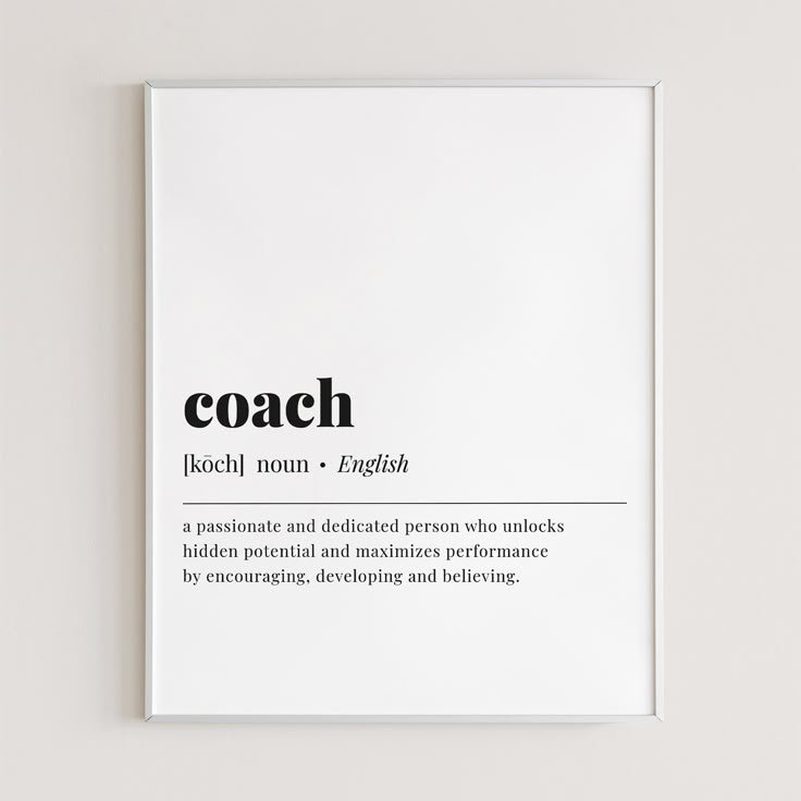 coach definition print instant download